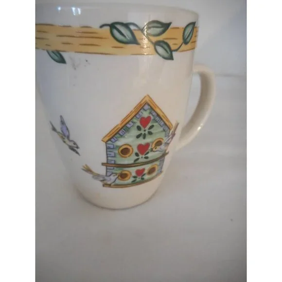 Vintage Lot of 2 Thomson Pottery Birdhouse Topiary Mugs #3 - Picture 3 of 7